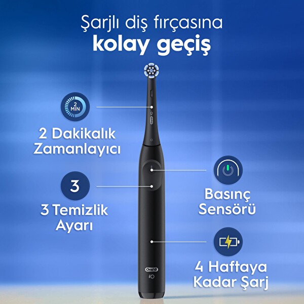 Oral-B iO2 Şarjlı Elektrikli Diş Fırçası 2'li Set - Siyah ve Orman Yeşili - 2 Fırça Başlığı - Seyahat Kabı