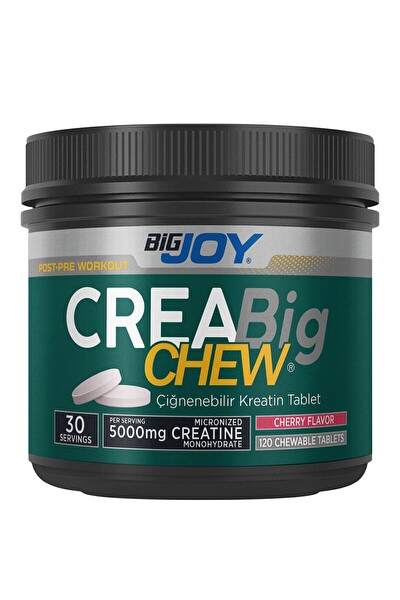 Bigjoy Kreatin Creabig Chew Vişne Aromalı Çiğnenebilir Tablet 120 Adet 30 Servis