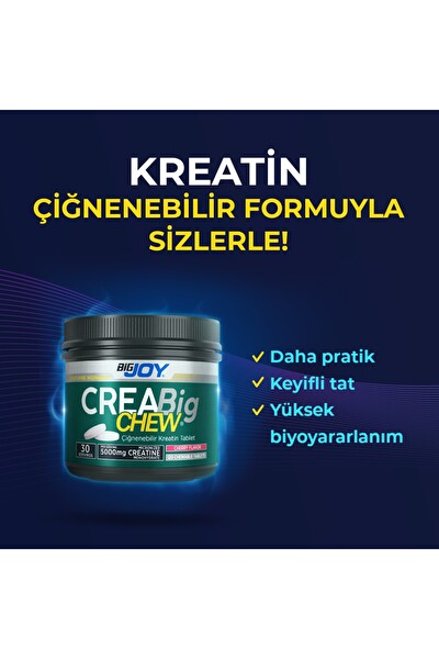 Bigjoy Kreatin Creabig Chew Vişne Aromalı Çiğnenebilir Tablet 120 Adet 30 Servis