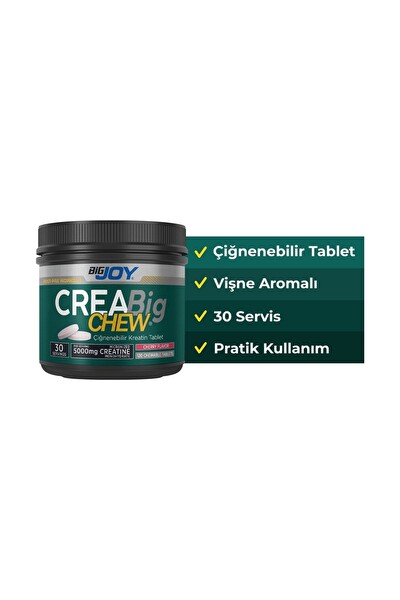 Bigjoy Kreatin Creabig Chew Vişne Aromalı Çiğnenebilir Tablet 120 Adet 30 Servis