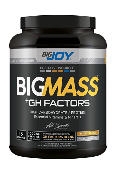 Bigjoy Bisküvi Aromalı Big Mass Gainer Gh Factors 1500GR 15 Servis Karbonhidrat Tozu