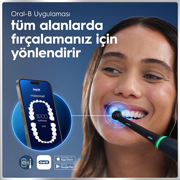 Oral-B iO6 Siyah Şarjlı Elektrikli Diş Fırçası - 2 Fırça Başlığı - Uzun Ömürlü Pil - Premium Seyahat Kabı