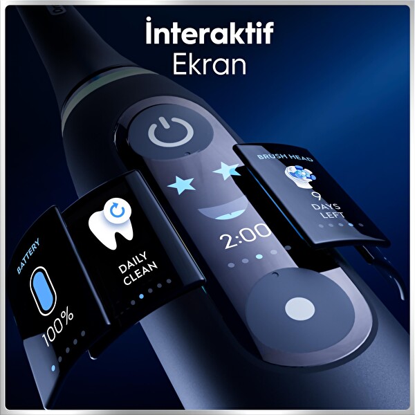 Oral-B iO6 Siyah Şarjlı Elektrikli Diş Fırçası - 2 Fırça Başlığı - Uzun Ömürlü Pil - Premium Seyahat Kabı