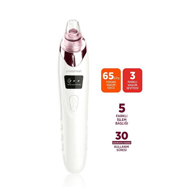 Polosmart PBS820 Şarjlı Vakumlu 5 Başlıklı Siyah Nokta Temizleme Cihazı Beyaz