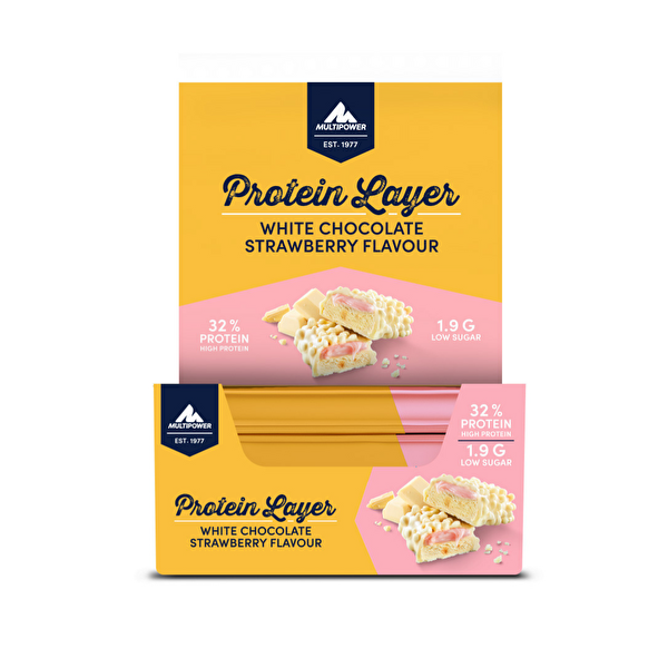 Multipower Protein Layer Protein Bar 50 GR X18 Adet Beyaz Çikolata ve Çilek