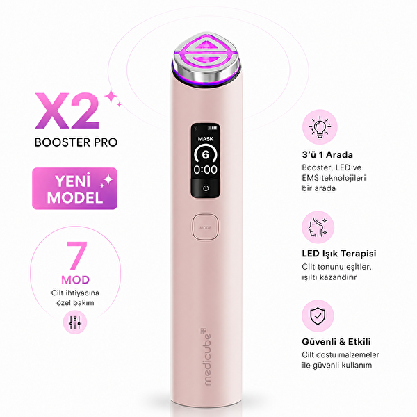 Medicube Age-R Booster Pro X2 7'si 1 Arada Pembe Kore Cilt Bakım
