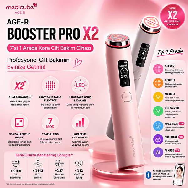 Medicube Age-R Booster Pro X2 7’si 1 Arada Pembe Kore Cilt Bakım Cihazı