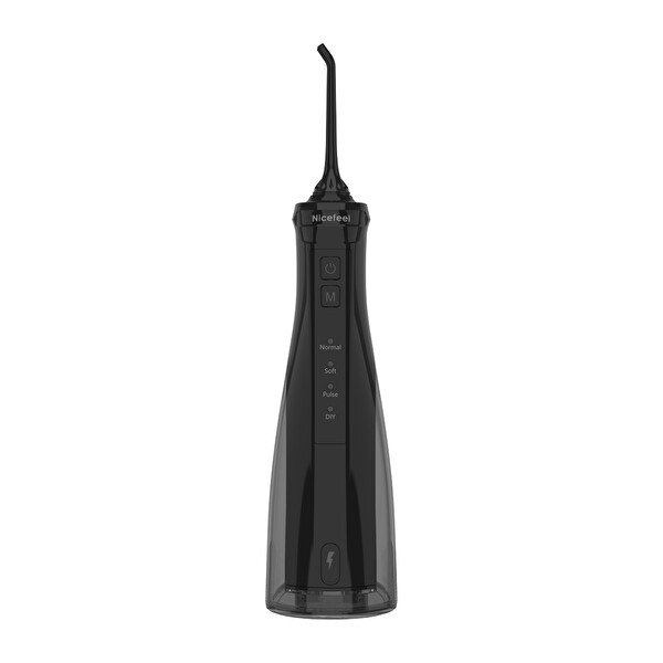 NPO Nicefeel FC5610 Şarjlı Taşınabilir 4 Modlu 280 ML IPX7 Diş Teli ve Protez Bakımı için Siyah Ağız Duşu