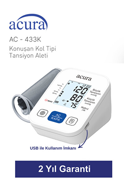 Acura AC-433 K Geniş Ekranlı Türkçe Konuşan Tansiyon Aleti