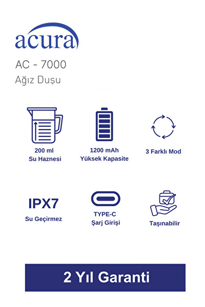 Acura AC-7000 Şarjlı 4 Başlıklı Ağız Duşu