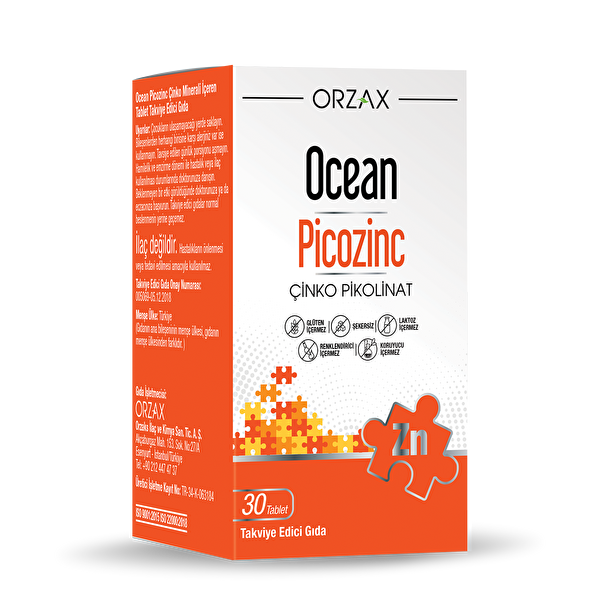 Orzax Ocean Picozinc Takviye Edici Gıda 30 Kapsül