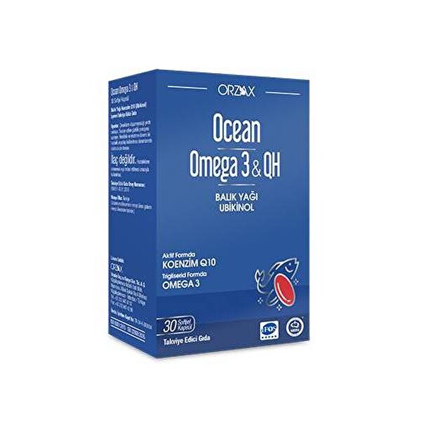 Orzax Ocean Omega 3 ve QH Takviye Edici Gıda 30 Kapsül