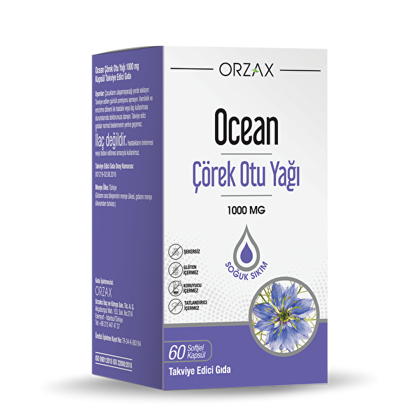 Orzax Ocean Çörek Otu Yağı 1000 MG 60 Kapsül