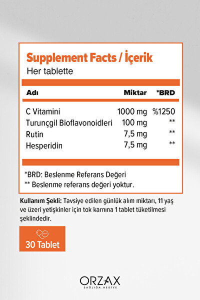Orzax Ocean Vitamin C 1000 MG 30 Tablet