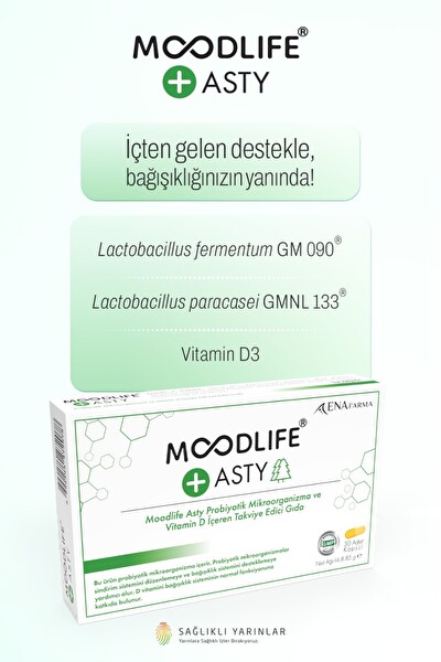 Ena Farma Moodlife Asty Probiyotik ve Vitamin D içeren Takviye Edici Gıda 30 Kapsül