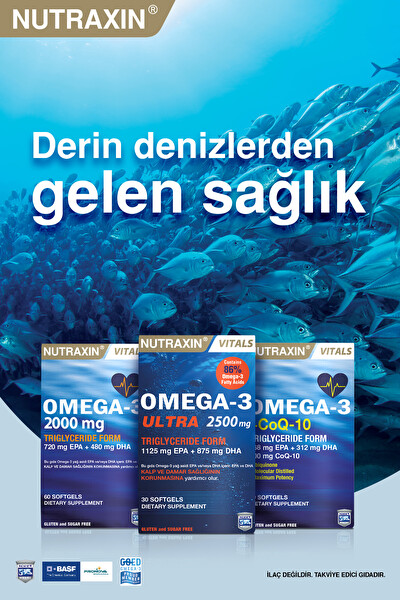 Nutraxin Omega 3 Balık Yağı 2000 MG 60 Kapsül