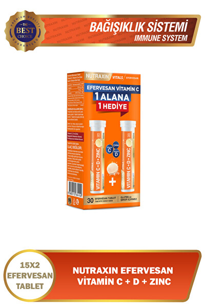 Nutraxin Vitamin C D Zinc 15 Efervesan Tablet İkili Kofre
