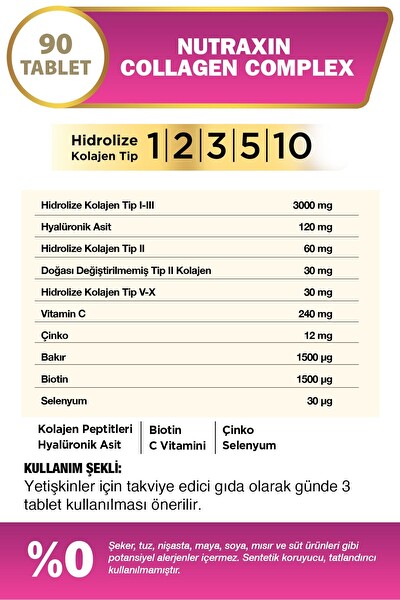 Nutraxin Beauty Kolajen Kompleks 90 Tablet