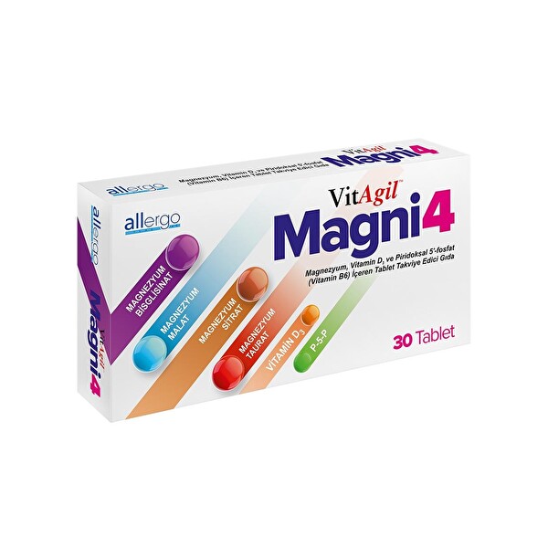 Vitagil Magni4 Magnezyum Vitamin D3 P5P 30 Tablet