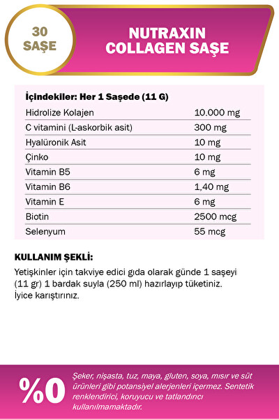 Nutraxin Collagen Gold Quauty Takviye Edici Gıda 30 Saşe