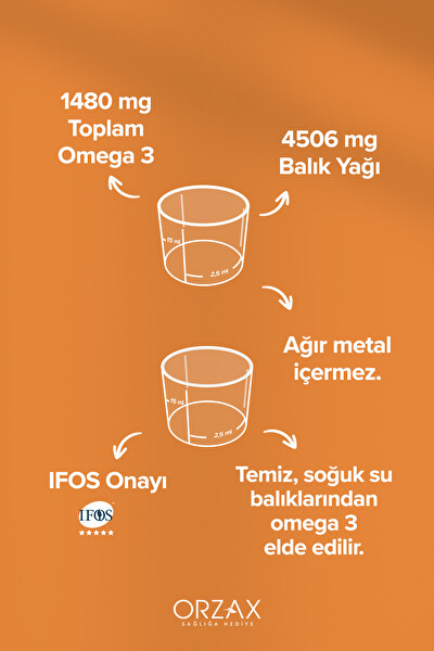 Orzax Ocean Omega 3 Portakallı Balık Yağı Şurubu 150 ML