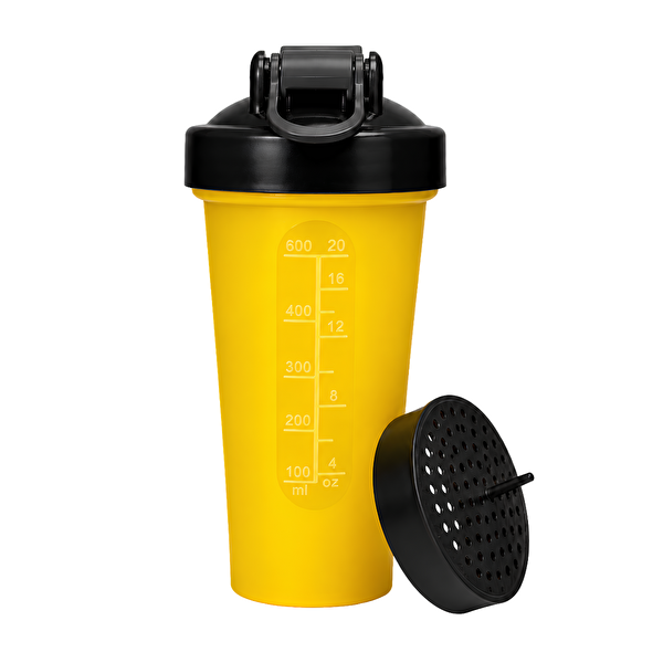 Cool Shaker King Of The Gym Shaker 650 ML Ölçekli ve Sızdırmaz Kapaklı Protein Shaker 2'li Set Siyah-Sarı