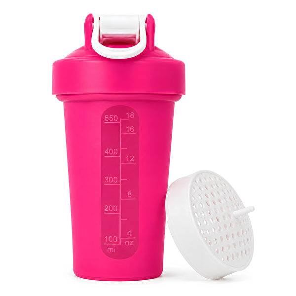 Cool Shaker Gym 550 ML Ölçekli ve Sızdırmaz Kapaklı Protein Shaker 2'li Set Pembe-Beyaz