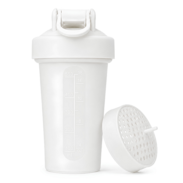 Cool Shaker Gym 550 ML Ölçekli ve Sızdırmaz Kapaklı Protein Shaker 2'li Set Pembe-Beyaz