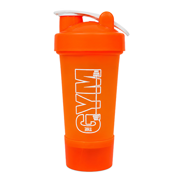 Cool Shaker Gym Smart Shaker 550 ML Ölçekli ve Sızdırmaz Kapaklı Saklama Hazneli Protein Shaker Turuncu