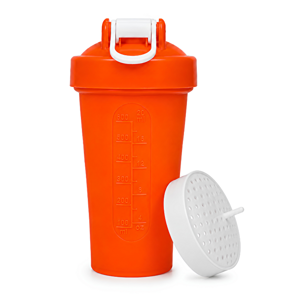 Cool Shaker King Of The Gym Shaker 650 ML Ölçekli ve Sızdırmaz Kapaklı Protein Shaker 2'li Set Pembe-Turuncu