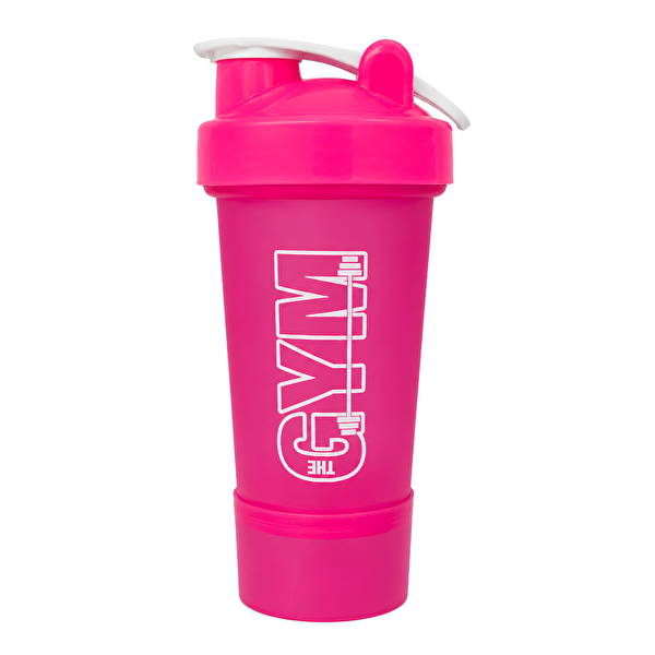 Gym Smart Shaker 550 ML Ölçekli ve Sızdırmaz Kapaklı Saklama Hazneli Protein Shaker (Pembe)