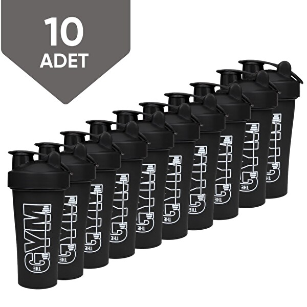 Cool Plastik Gym Shaker 650 ML Ölçekli ve Sızdırmaz Kapaklı Protein Shaker 10'lu Set