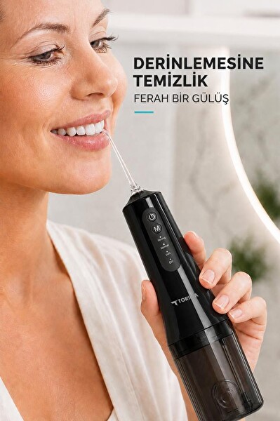 Torima OC01 Dijital Ekranlı Şarjlı Ağız Duşu 4 Modlu Taşınabilir Ağız Bakım Cihazı Siyah