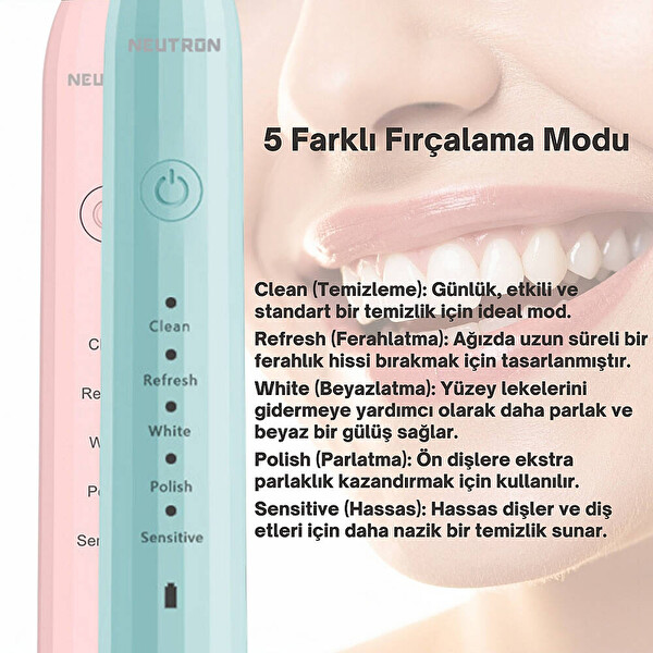 Neutron NTL-TB-01EG Şarjlı Sonik Diş Fırçası - Yeşil