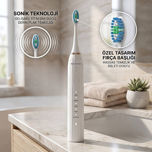 Neutron NTL-TB-01EW Şarjlı Sonik Diş Fırçası - Beyaz