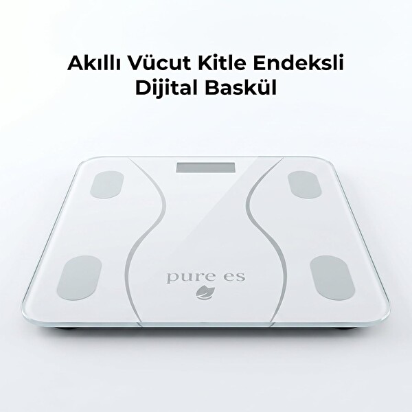 Pure Es 180 KG Akıllı Dijital Baskül - Yağ, Su, Kas ve Metabolik Yaş Analizi