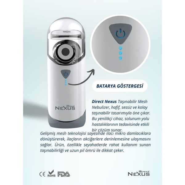 Direct Nexus Taşınabilir Mesh Hava Makinesi Nebulizatör