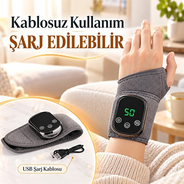 Valkyrie Isıtmalı Titreşimli El Bilek Masaj Aleti Şarjlı 5 Isı Ayarlı 3 Kademeli Masaj Destekli