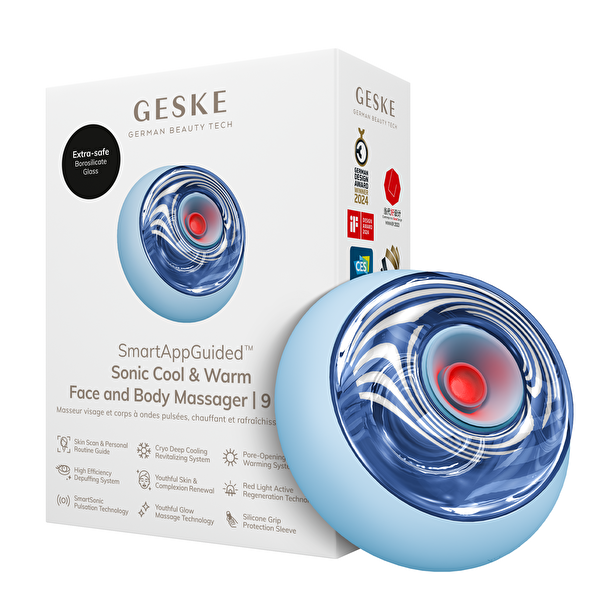 Geske Titreşimli LED Terapili Sonic Cool & Warm Yüz ve Vücut Masaj Cihazı Mavi