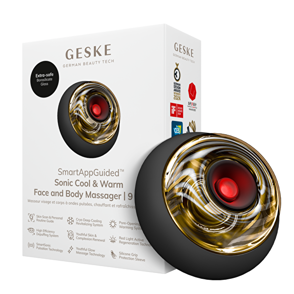 Geske Titreşimli LED Terapili Sonic Cool & Warm Yüz ve Vücut Masaj Cihazı Siyah