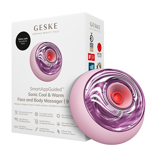 Geske Titreşimli LED Terapili Sonic Cool & Warm Yüz ve Vücut Masaj Cihazı Pembe