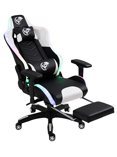 NPO GC3001BW Masajlı RGB 4D Kolçaklı Ayak Destekli Siyah Oyuncu Koltuğu