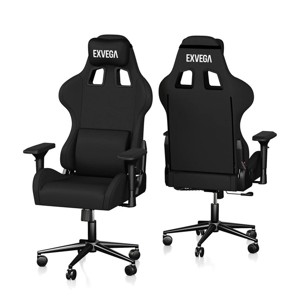 Exvega Vesta 2024 Serisi Siyah Dokuma Kumaş Profesyonel Gaming Oyuncu Koltuğu Siyah