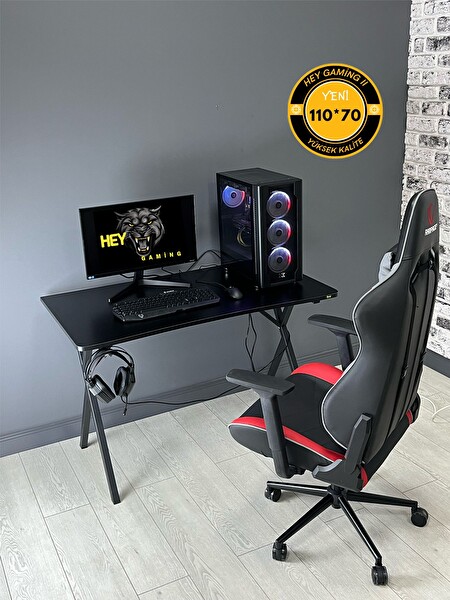 Hey Modüler Mobilya Heygaming2 Profesyonel Oyuncu Masası Siyah 110 CM
