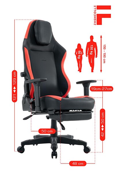 Fashcolle Globe Pro Siyah Kırmızı Oyuncu Koltuğu