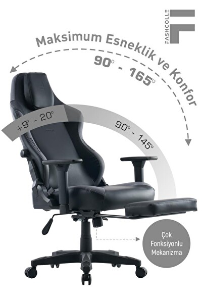 Fashcolle Globe Pro Siyah Gri Oyuncu Koltuğu