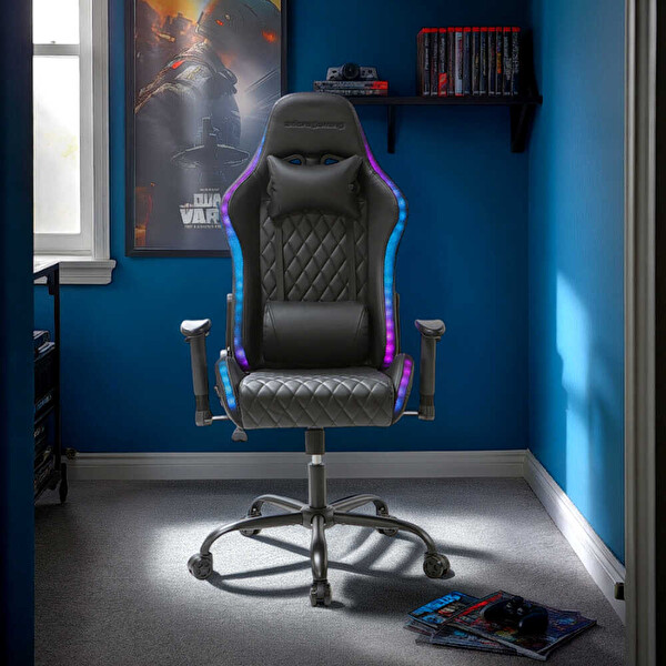 Adore Mobilya Gaming Prime-X Profesyonel Oyuncu Koltuğu Siyah Suni Deri 69x119.5-130x76 CM