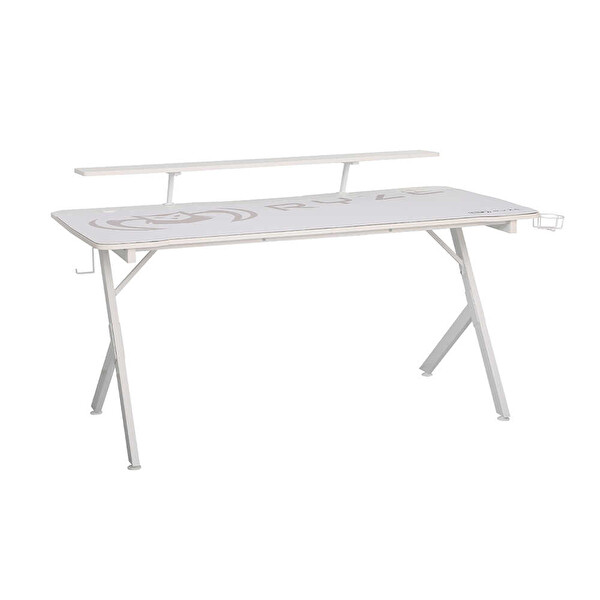 Adore Mobilya Ryze Castle Karbon Fiber RGB Gaming Masası - Beyaz 160x80x76 cm