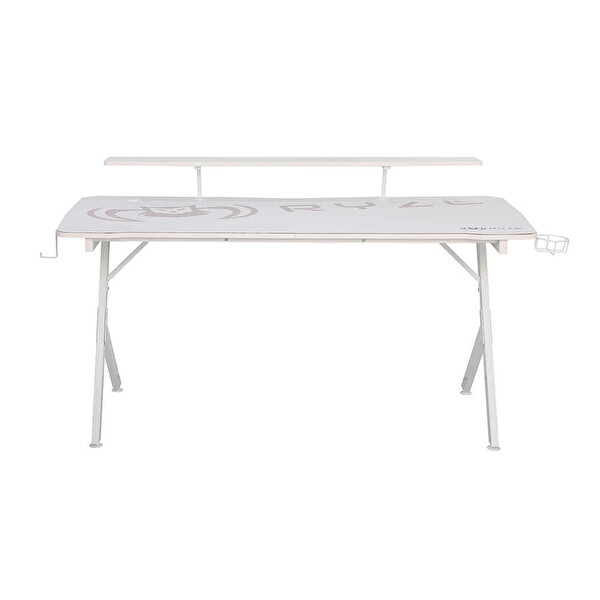 Adore Mobilya Ryze Castle Karbon Fiber RGB Gaming Masası - Beyaz 160x80x76 cm