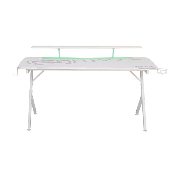 Adore Mobilya Ryze Castle Karbon Fiber RGB Gaming Masası - Beyaz 160x80x76 cm